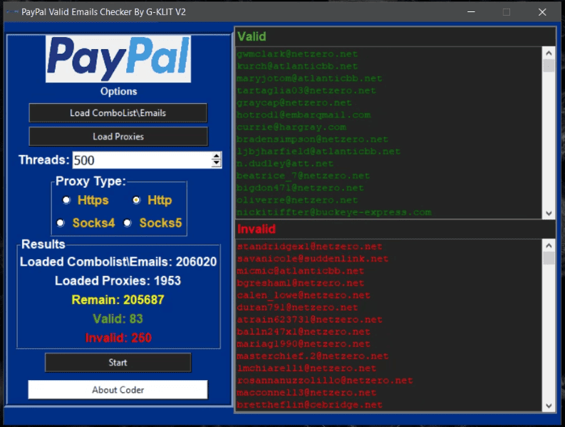 Paypal Valid Emails Checker By G-KLIT V2