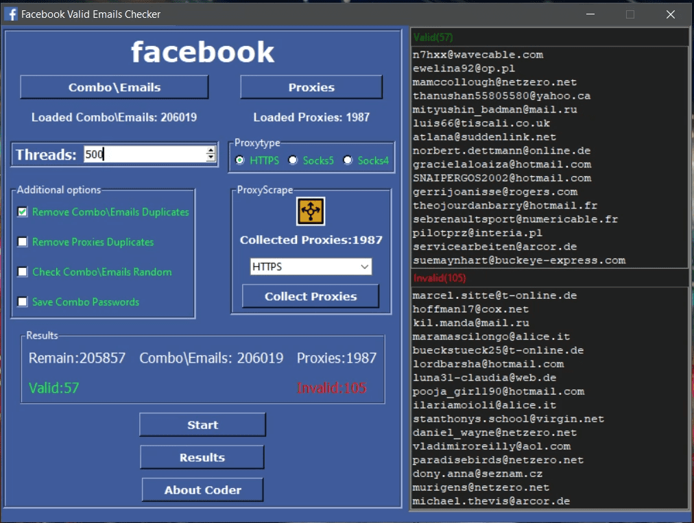 FaceBook Valid Emails Checker By G-KLIT